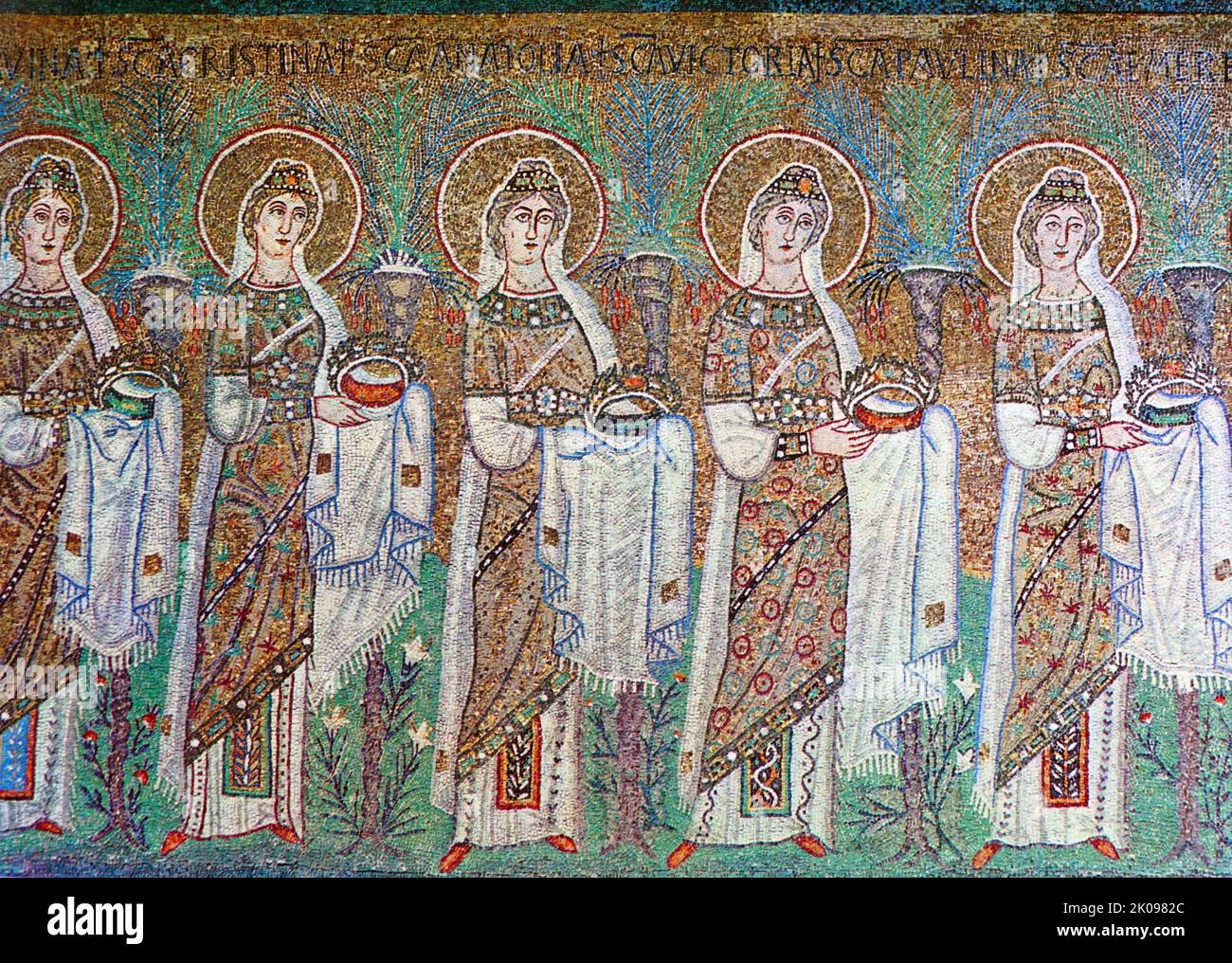 l'imperatrice Teodora Ravenna, San Vitale. Theodora (c. 500 - Konstantinopel, 28. Juni 548) war eine byzantinische Kaiserin. Mozaisch. Stockfoto