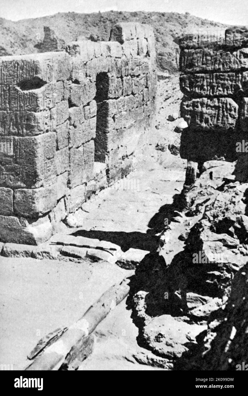 Gebäude am Snake Cult-Standort in Amara West, der Hauptstadt von Kush. Stockfoto