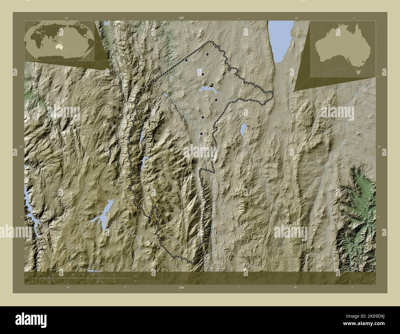 Australian Capital Territory, Territorium von Australien. Höhenkarte im ...