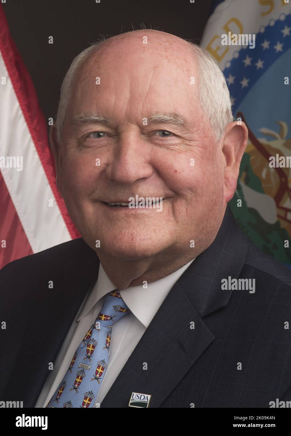 George Ervin 'Sonny' Perdue III (geboren am 20. Dezember 1946) ist ein amerikanischer Tierarzt, Geschäftsmann und Politiker, der von 2017 bis 2021 als Landwirtschaftsminister der Vereinigten Staaten von 31. tätig war. Zuvor war er von 2003 bis 2011 Gouverneur von Georgien. Stockfoto