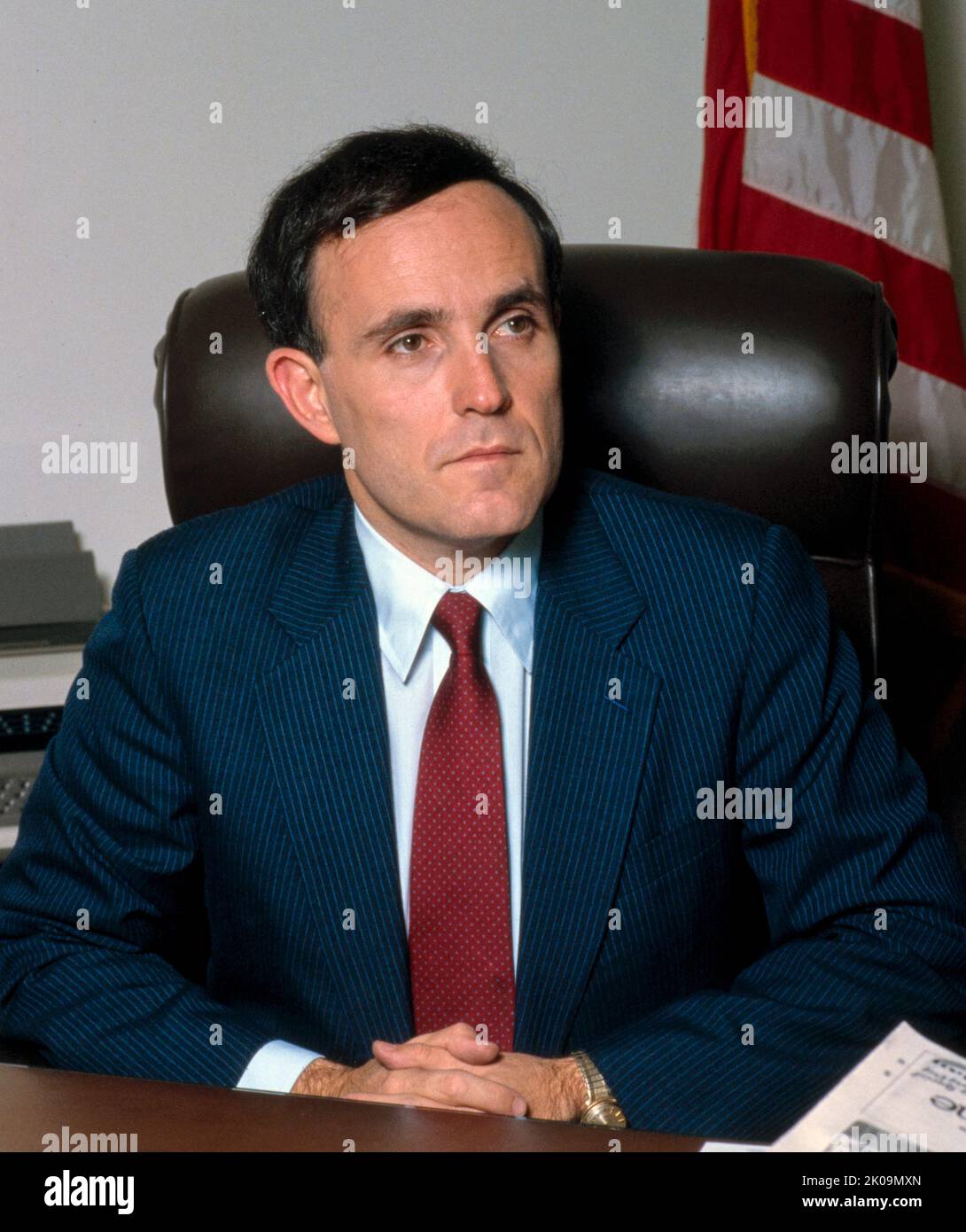 Rudolph Giuliani (geb. 1944) amerikanischer Politiker und Rechtsanwalt, der von 1994 bis 2001 als Bürgermeister von New York City 107. tätig war. Zuvor war er von 1981 bis 1983 als Associate Attorney General der Vereinigten Staaten und von 1983 bis 1989 als Attorney des Southern District of New York tätig. Stockfoto