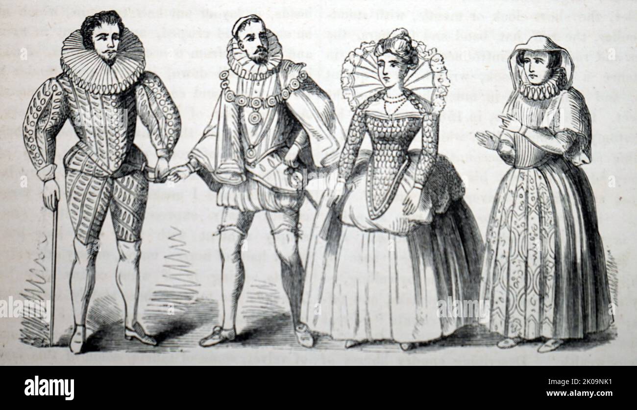Kostüm zur Zeit von Elizabeth, 16. Jahrhundert. Stockfoto