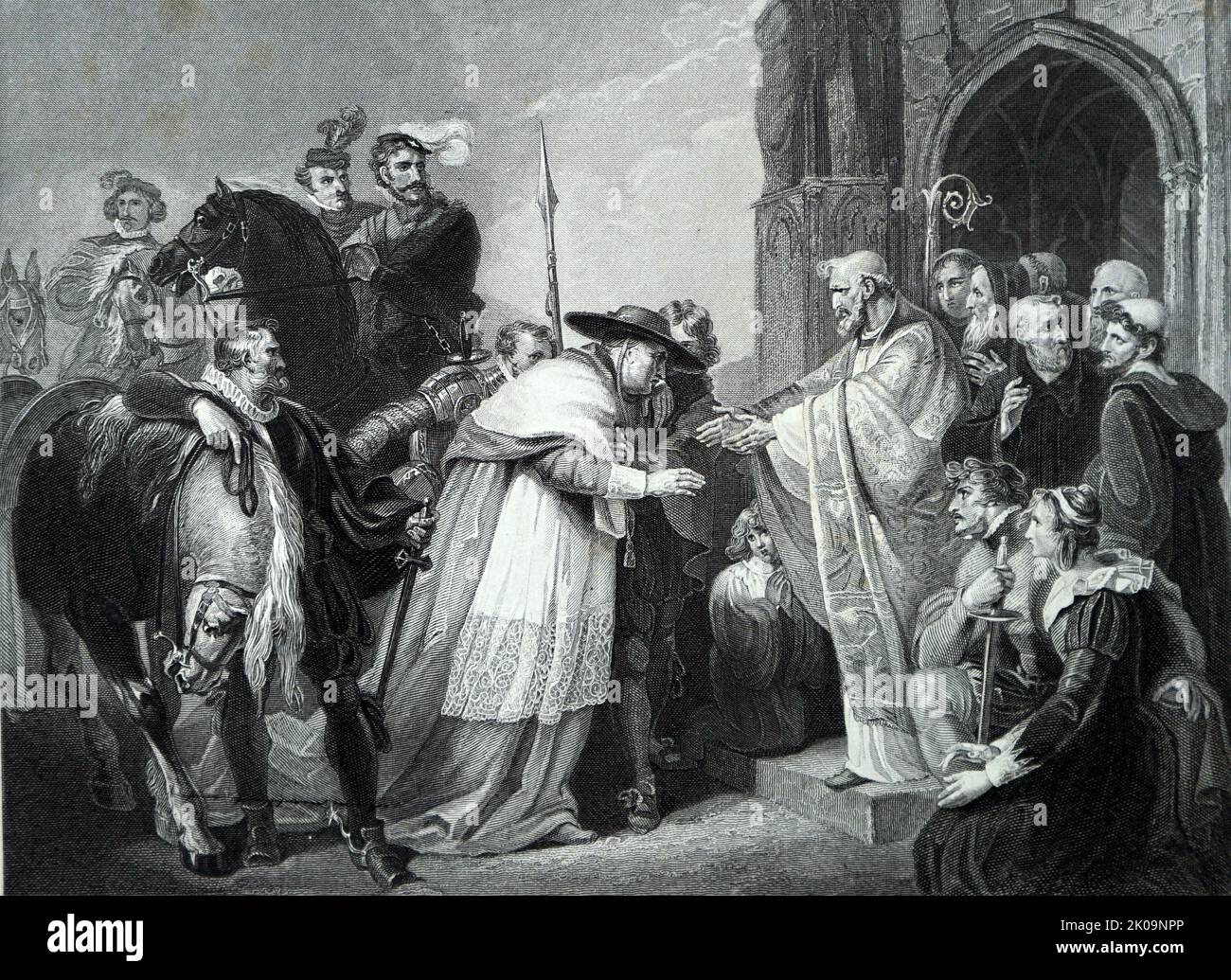 Cardinal Wolsey in der Leicester Abbey. Thomas Wolsey (1473. März - 29. November 1530) war ein englischer Staatsmann und katholischer Bischof. Stockfoto