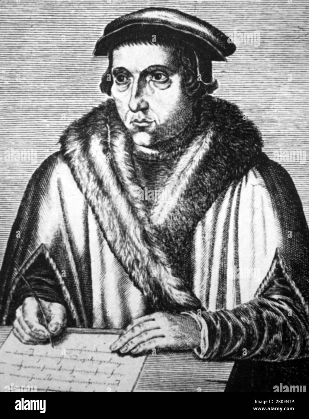 Juan Luis Vives March (6. März 1493 - 6. Mai 1540) war ein spanischer (valencianischer) Gelehrter und Renaissance-Humanist, der den größten Teil seines Erwachsenenlebens in den südlichen Niederlanden verbrachte. Sein Glaube an die Seele, sein Einblick in die frühe medizinische Praxis und seine Perspektive auf Emotionen, Gedächtnis und Lernen brachten ihm den Titel des „Vaters“ der modernen Psychologie ein. Er lehrte in Louvain, Oxford und Paris. Stockfoto