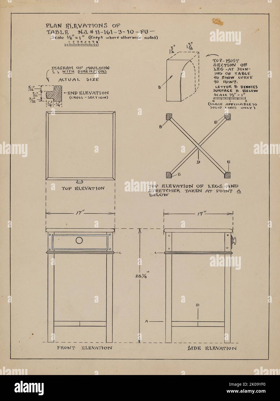 Tisch (gelegentlich), c. 1936. Stockfoto