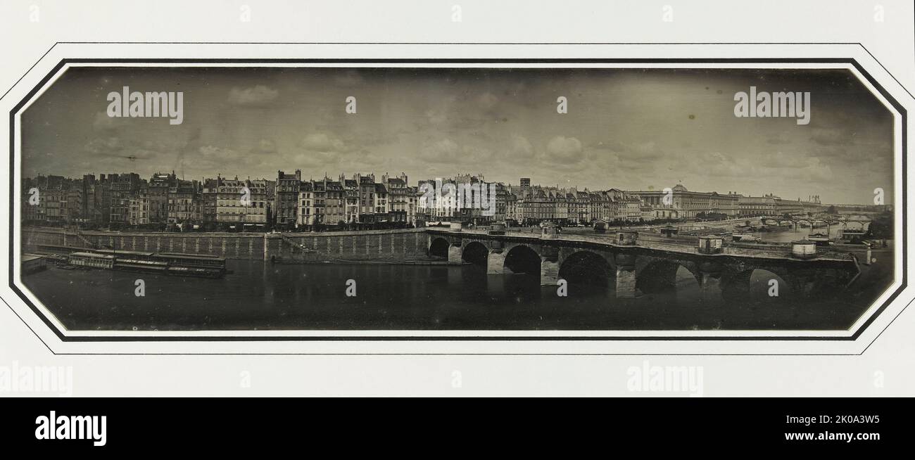 Panorama. Le Pont-Neuf, le Louvre et le quai de la M&#xe9;gisserie, 1er Arrondissement, Paris, zwischen 1845 und 1850. Stockfoto