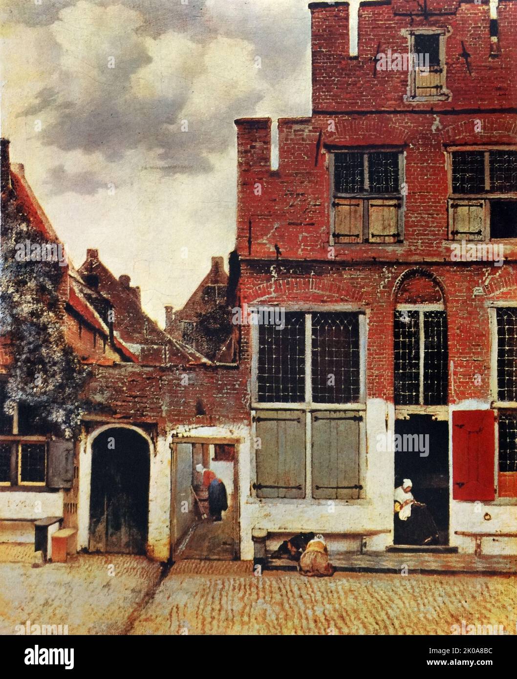 Gemälde des niederländischen Malers Jan Vermeer. Johannes Vermeer (Oktober 1632 - Dezember 1675) war ein niederländischer Barockmaler, der sich auf häusliche Innenräume des bürgerlichen Lebens spezialisierte Stockfoto