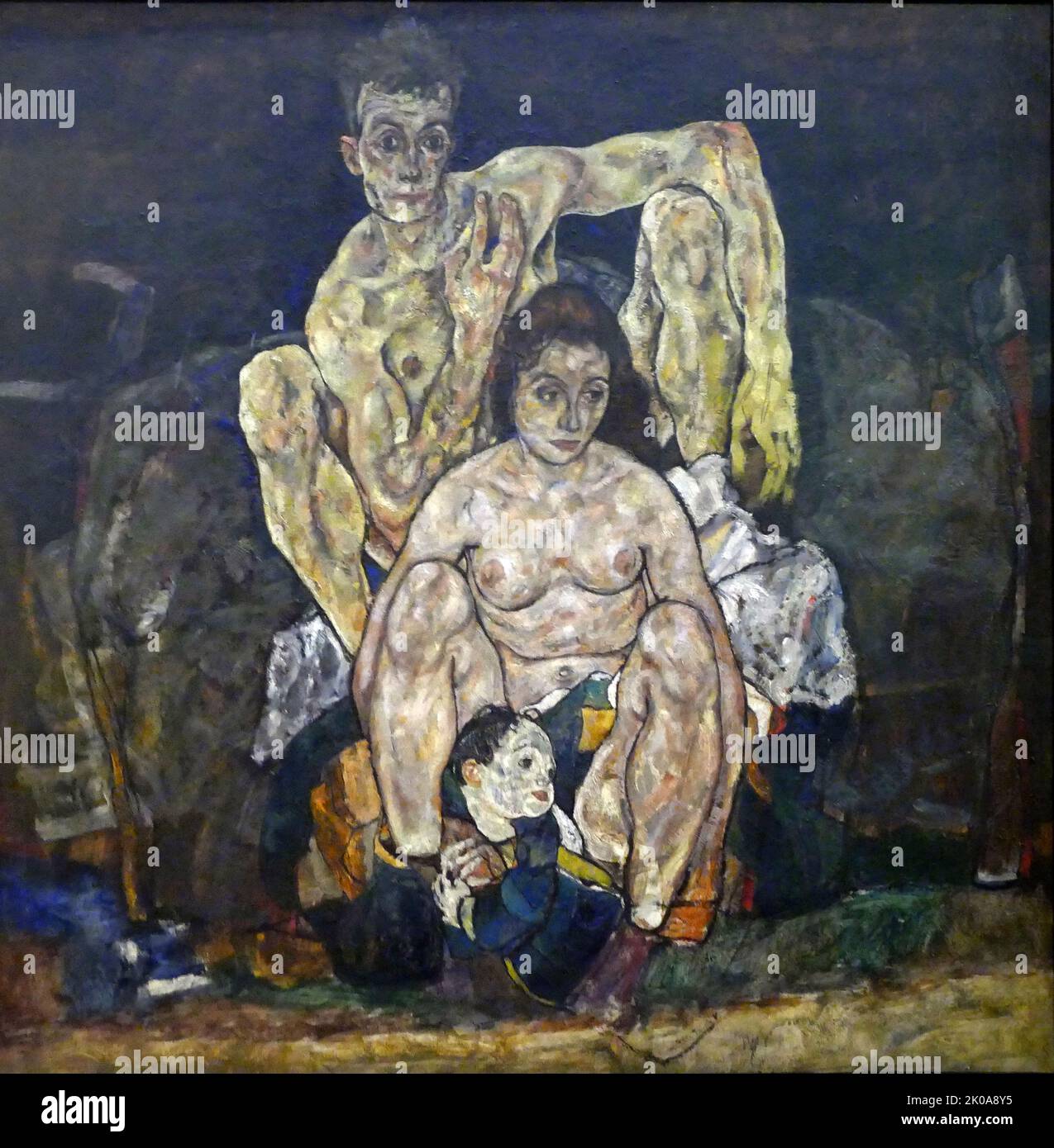 Die Familie, 1918, Öl auf Leinwand von Ego Schiele. Egon Leo Adolf Ludwig Schiele (12. Juni 1890 - 31. Oktober 1918) war ein österreichischer expressionistischer Maler. Schiele, ein Protege von Gustav Klimt, war ein bedeutender figurativer Maler des frühen 20.. Jahrhunderts Stockfoto