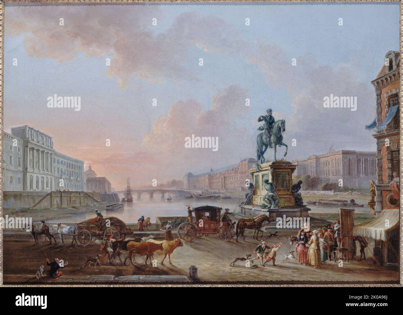 La Monnaie, Le Pont Royal und der Louvre, von der Pont-Neuf aus gesehen, um 1775, c1775. Stockfoto