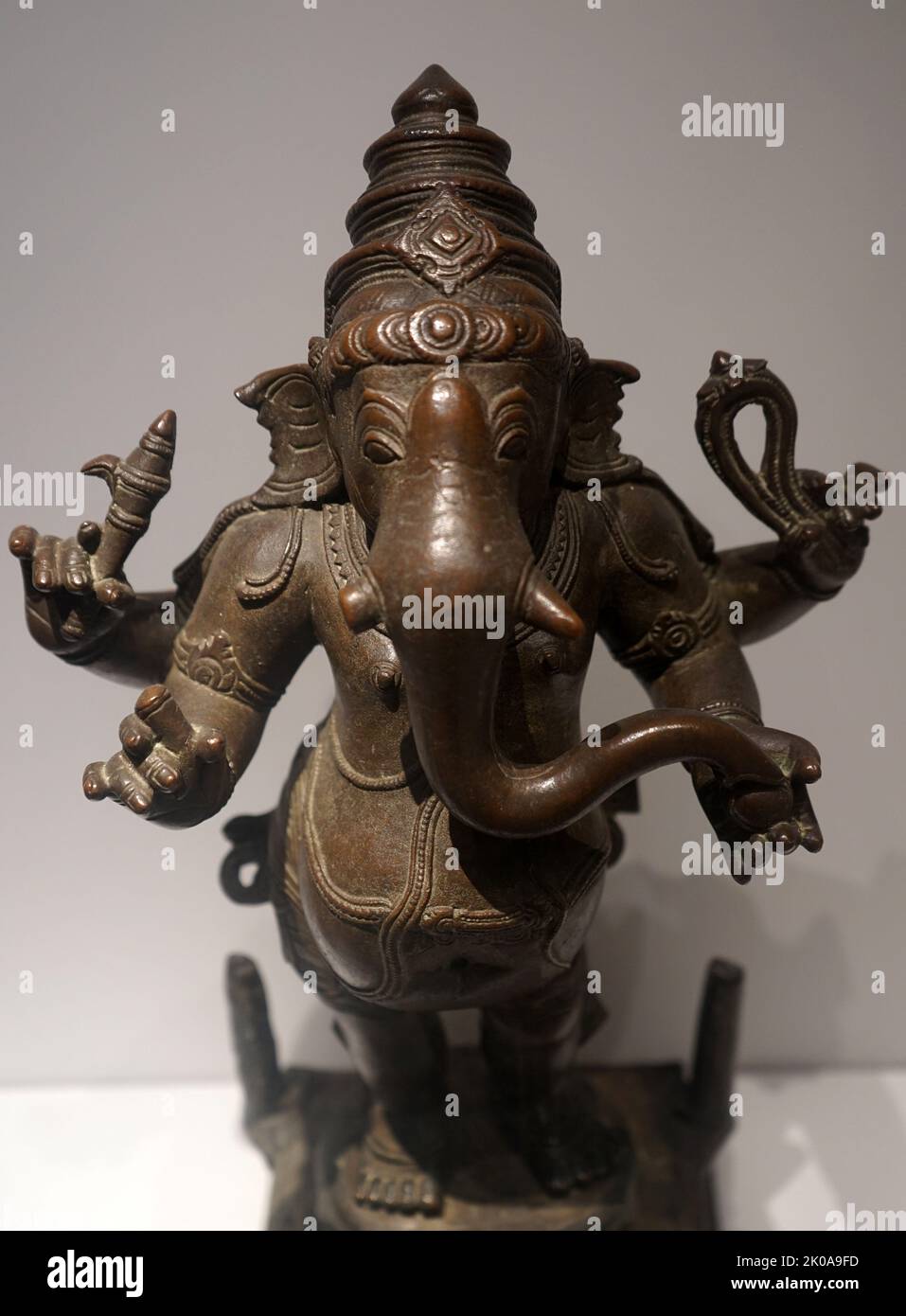 Ganesha (Elefantenkopf-gott, Sohn von Siva). Vijayanagar, 14.. Jahrhundert u. z., Karnataka. Bronze. Stockfoto