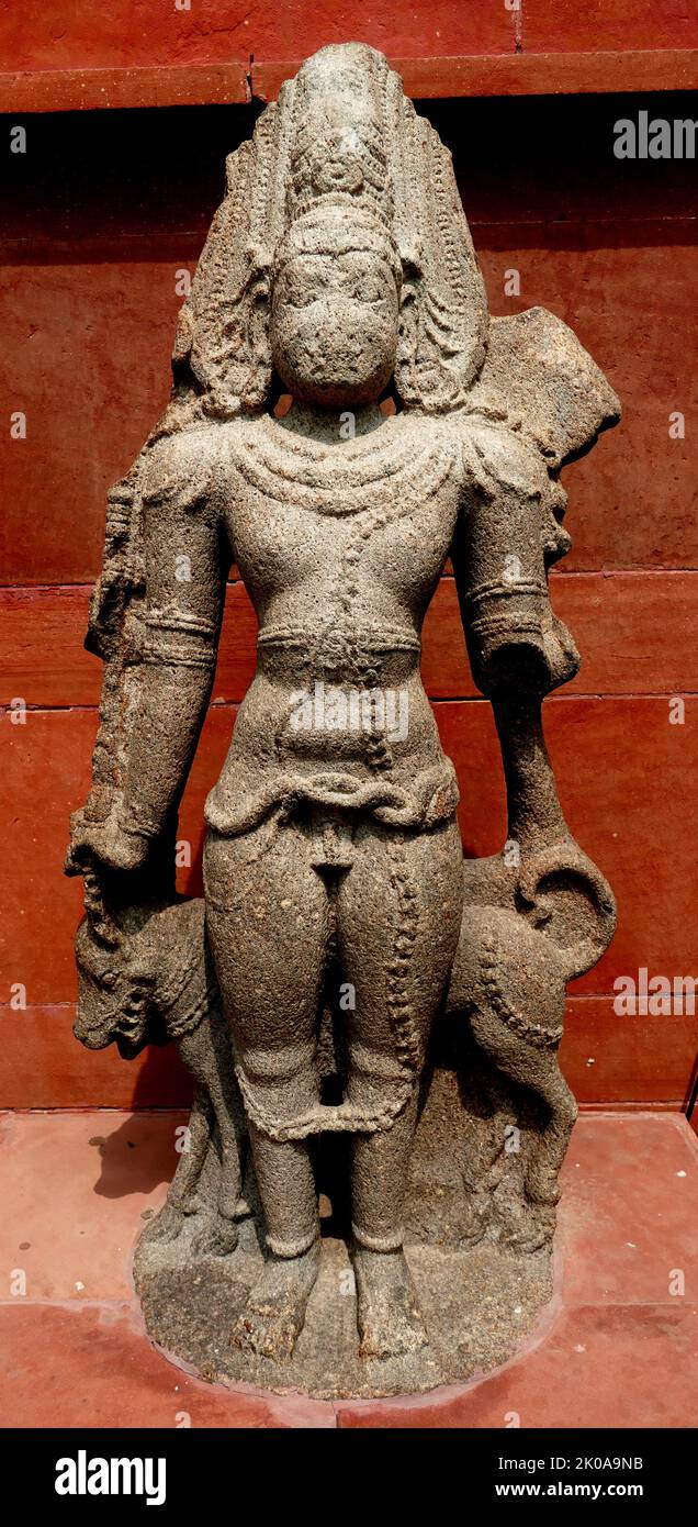 Bhairava (tolle Form von Shiva). 15.. Jahrhundert n. Chr. Südindien. Stein Stockfoto