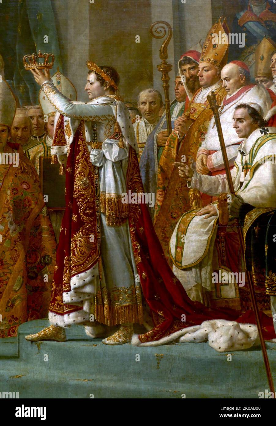 Detail aus der Weihe von Kaiser Napoleon I. und der Krönung der Kaiserin Josephine in der Kathedrale Notre-Dame de Paris am 2. Dezember 1804 von Jacques-Louis David, vollendet 1808. Jacques-Louis David (30. August 1748 - 29. Dezember 1825) war ein französischer Maler im neoklassischen Stil, der als der bedeutendste Maler dieser Zeit galt Stockfoto
