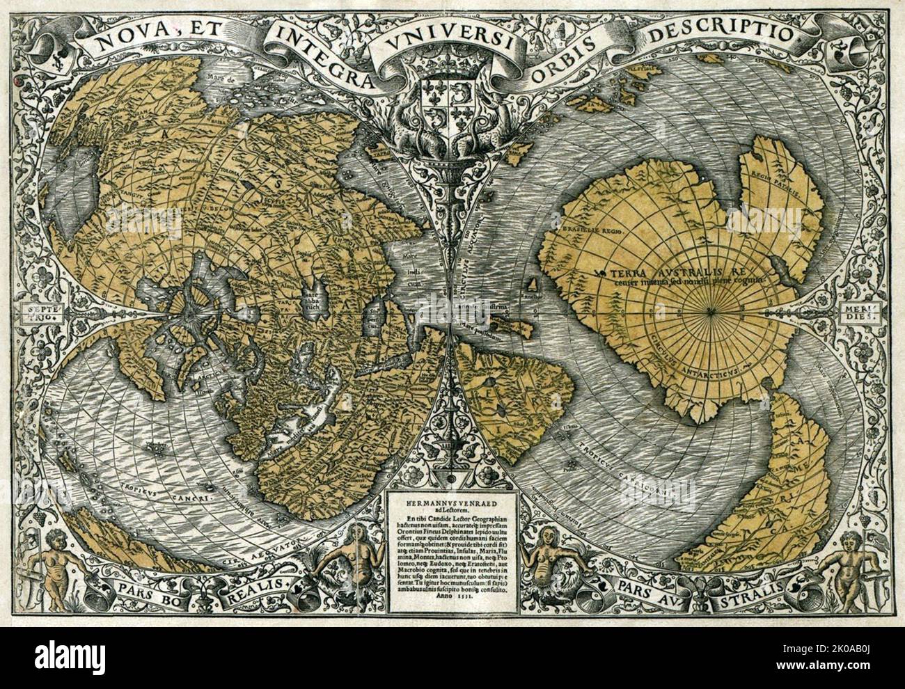 Zweibändiger Atlas, herausgegeben von Joan Blaeu (23. September 1596 - 21. Dezember 1673), einem niederländischen Kartographen, geboren in Alkmaar, Sohn des Kartographen Willem Blaeu Stockfoto