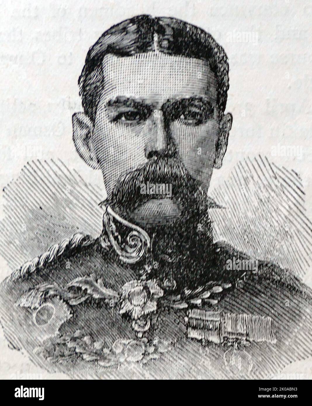 Horatio Herbert Kitchener, 1. Earl Kitchener KG KP GCB OM GCSI GCMG GCIE PC (24. Juni 1850 - 5. Juni 1916) war ein anglo-irischer hochrangiger Offizier der britischen Armee und Kolonialverwalter. Kitchener wurde bekannt für seine imperialen Kampagnen, seine verbrannte Erdpolitik gegen die Buren, seine Expansion der Lord Roberts Konzentrationslager während des Zweiten Burenkrieges und seine zentrale Rolle in der frühen Hälfte des Ersten Weltkriegs Stockfoto