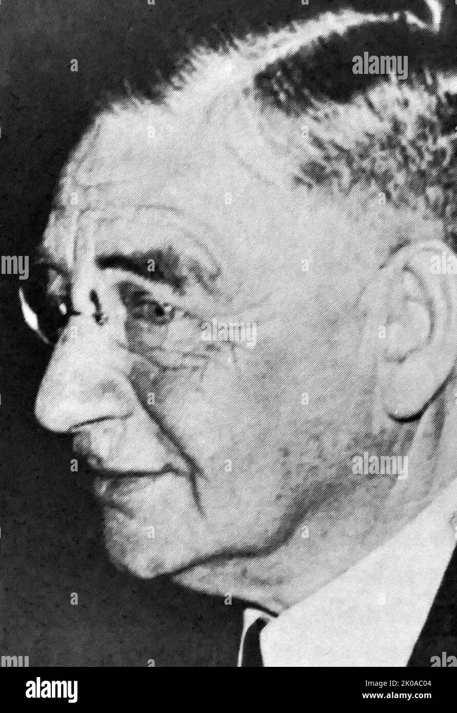 Otto Loewi (3. Juni 1873 - 25. Dezember 1961) war ein in Deutschland geborener Pharmakologe und Psychobiologe, der die Rolle von Acetylcholin als endogenen Neurotransmitter entdeckte. Für seine Entdeckung wurde er 1936 mit dem Nobelpreis für Physiologie oder Medizin ausgezeichnet Stockfoto