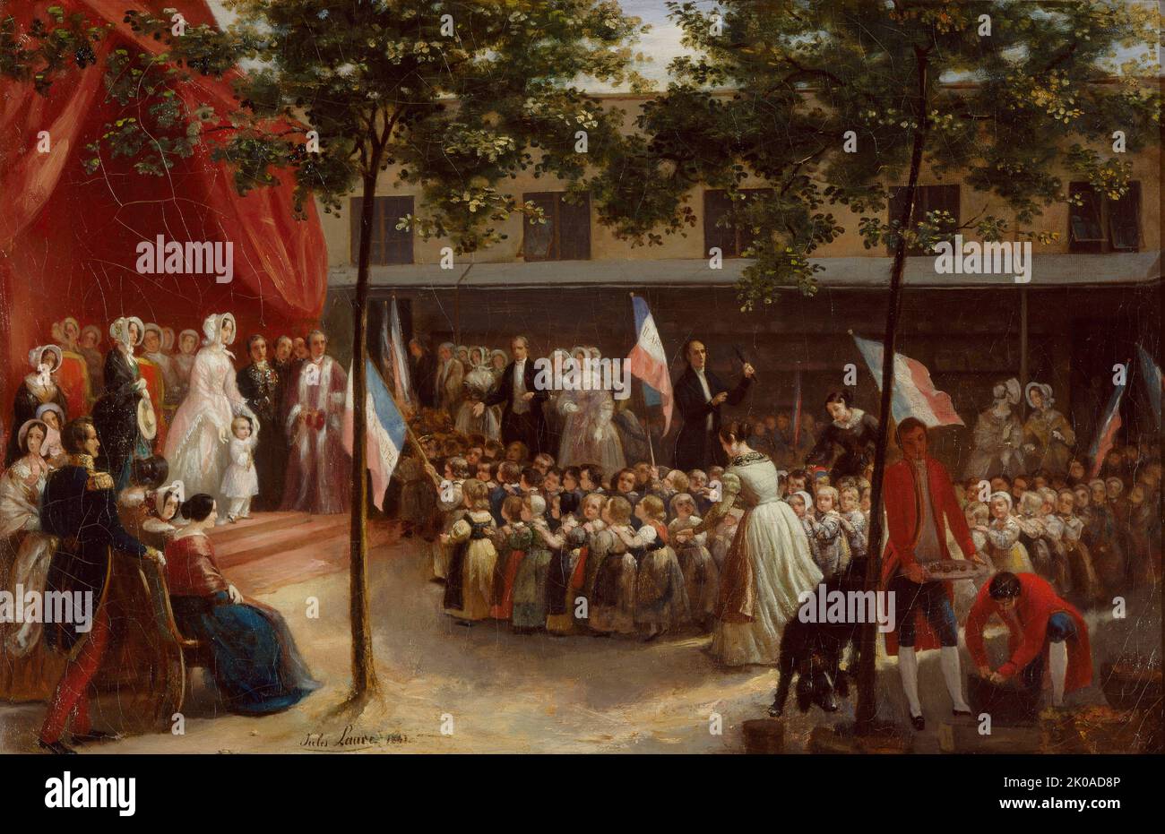 Die Herzogin von Orleans und der Graf von Paris besuchen ein Pariser Waisenhaus, 1841. Stockfoto