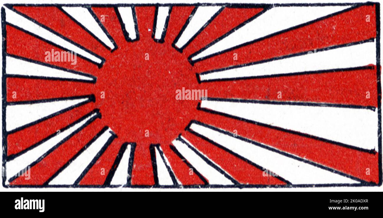 Japanische kaiserliche Flagge des Ersten Weltkriegs. 1914 Stockfoto