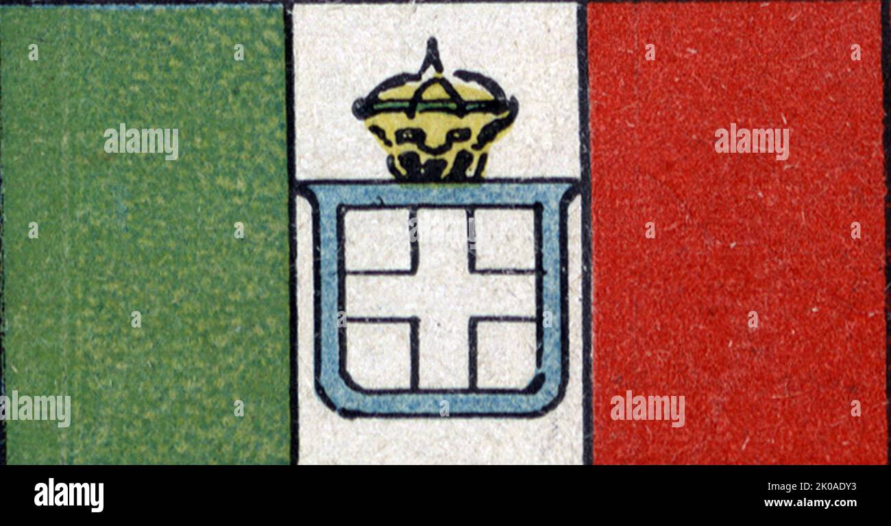 Italienische kaiserliche Flagge des Ersten Weltkriegs. 1914 Stockfoto