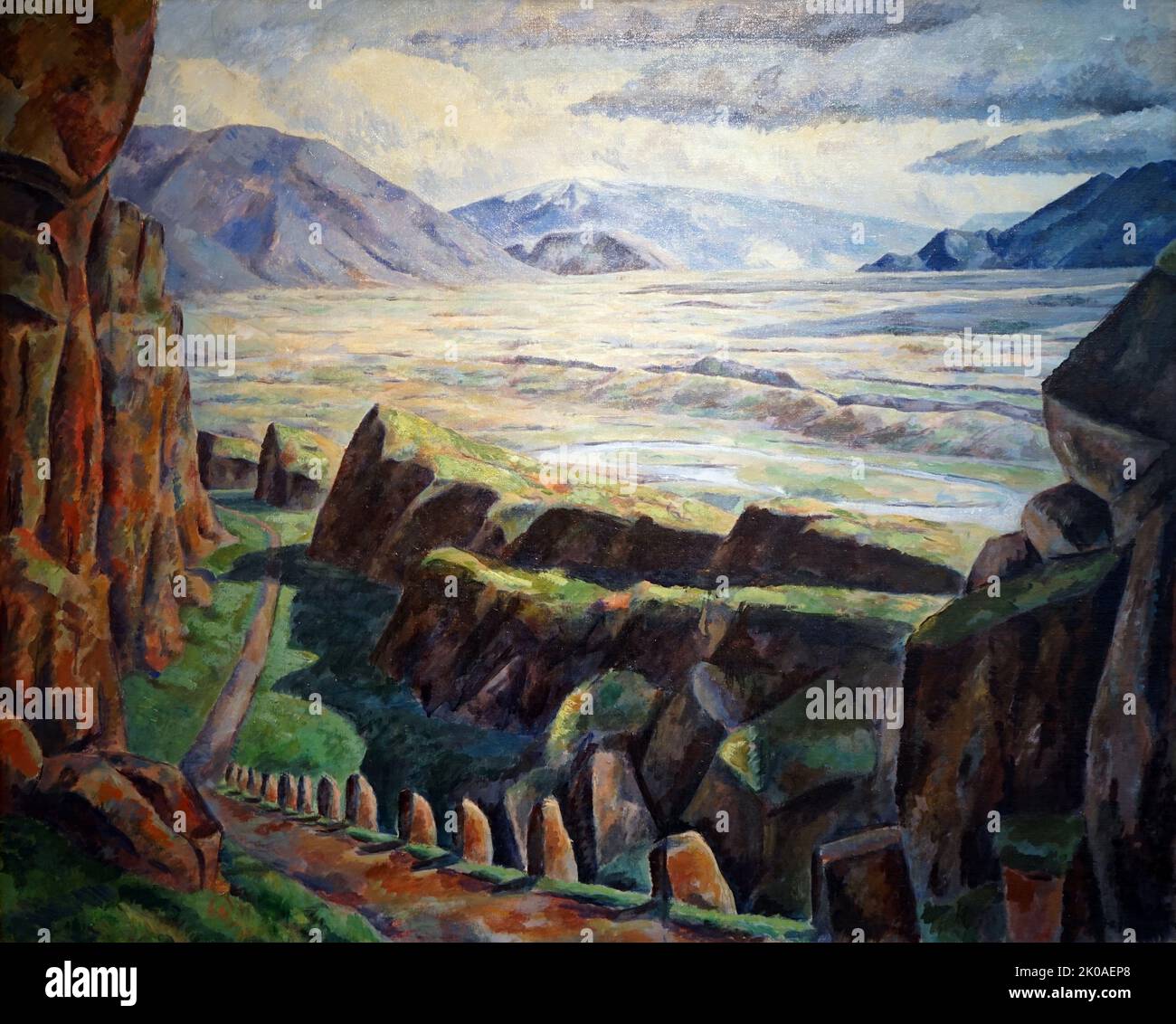 Der obere Graben, 1923, von Jon Stefansson (1881-1962); Öl auf Leinwand. Isländische Malerei Stockfoto