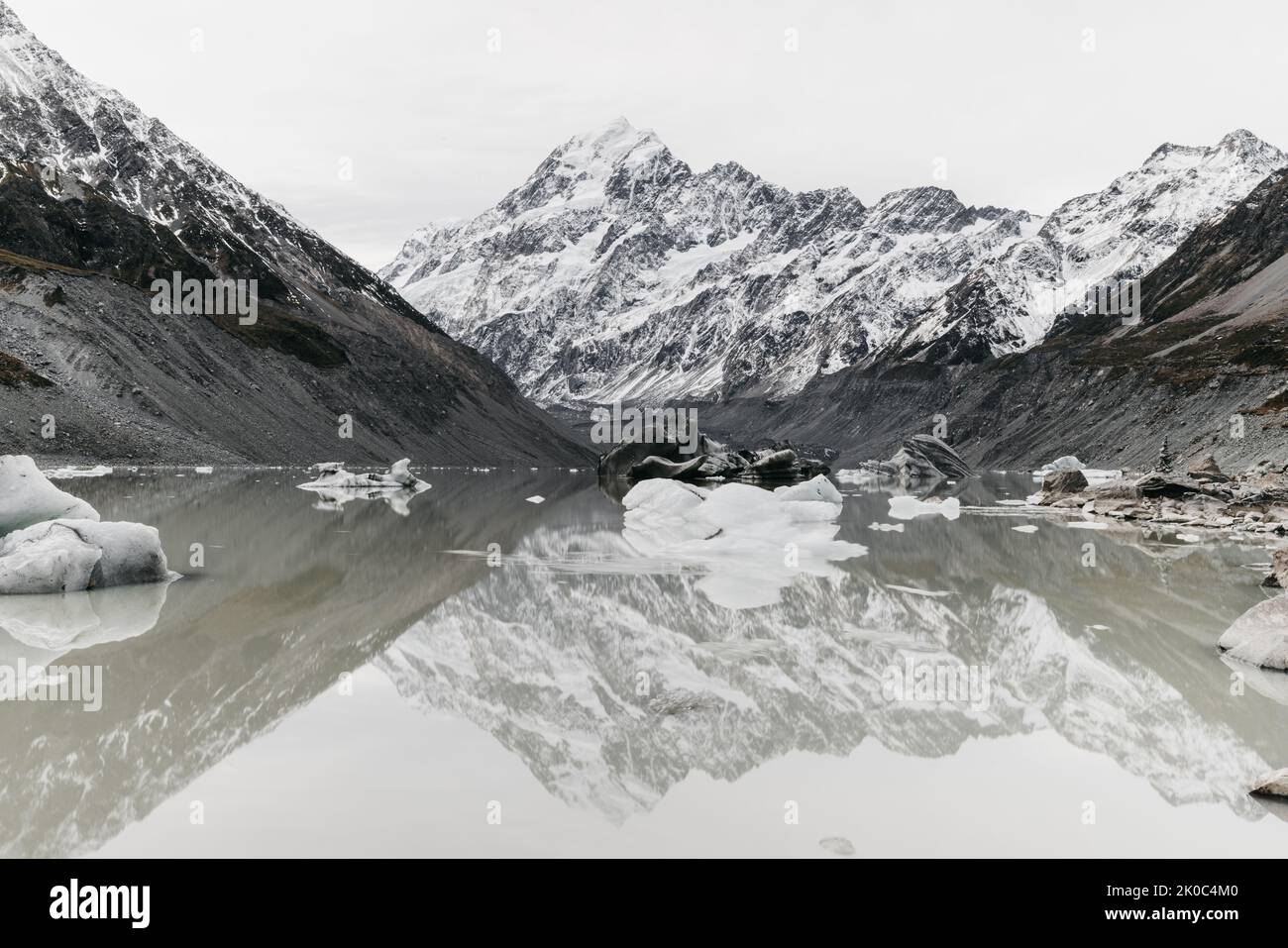 Hure-Gletscher in Mount Cook, Neuseeland Stockfoto