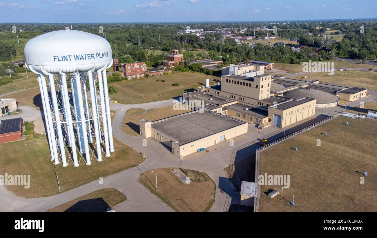 Flint Water Tower, Flint Water Plant, Flint, Michigan, USA Stockfoto