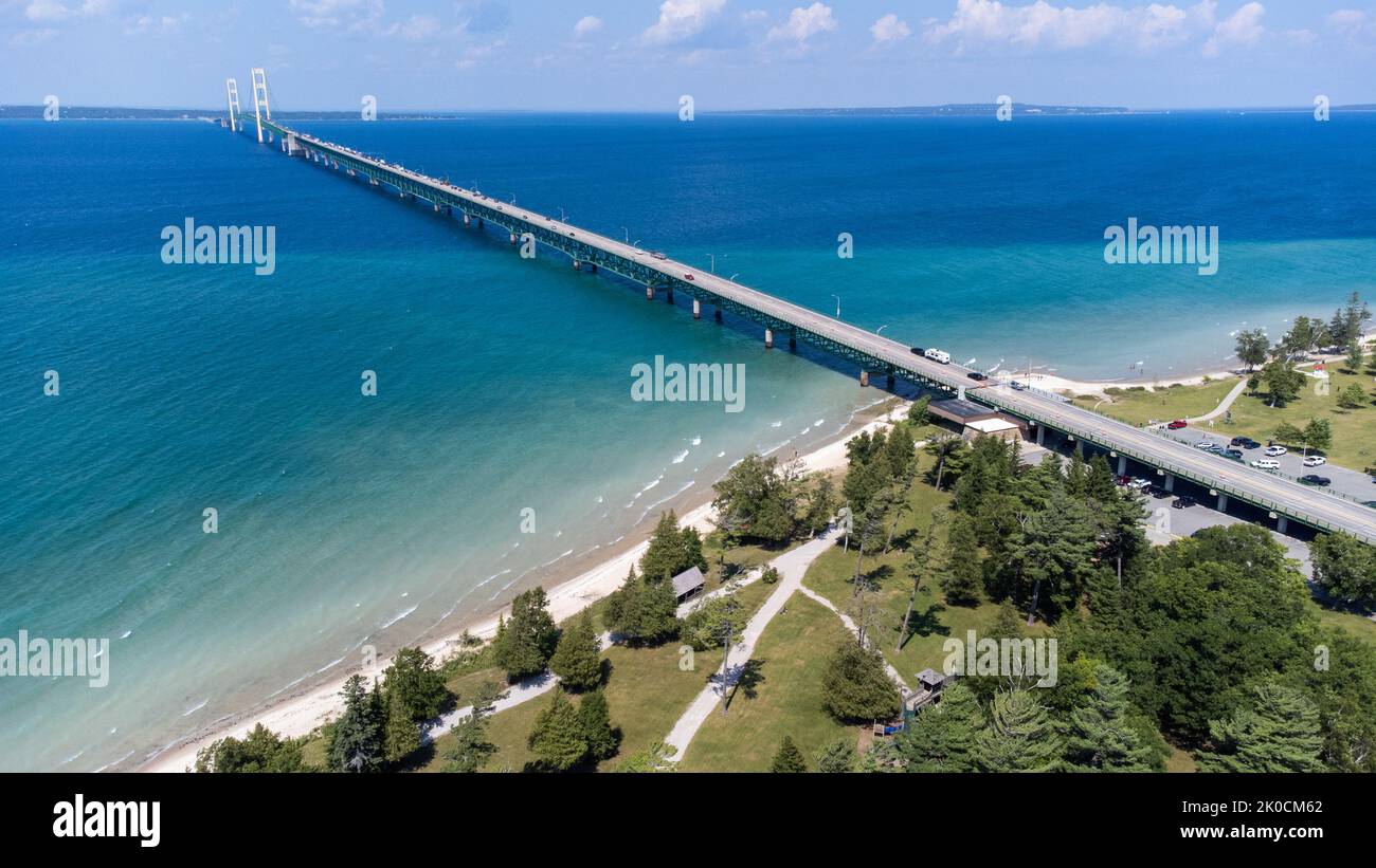 Mackinac Bridge, Mackinaw City nach St. Ignace Michigan, USA Stockfoto
