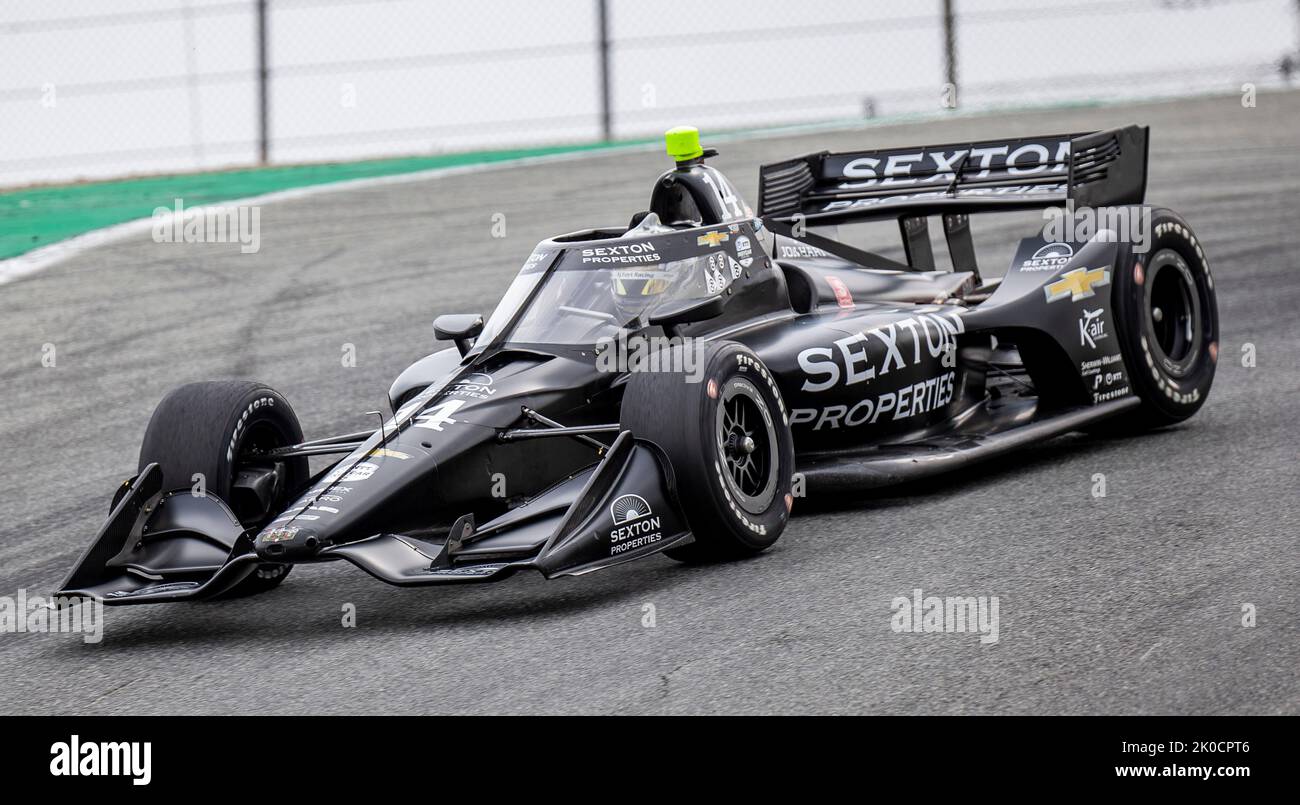 Monterey, CA, USA. 10. September 2022. A. A. J. Foyt Enterprises-Fahrer Kyle Kirkwood an der Spitze der Korkenzieher während des Firestone Grand Prix von Monterey Praxis # 2 auf dem WeatherTech Raceway Laguna Seca Monterey, CA Thurman James/CSM/Alamy Live News Stockfoto