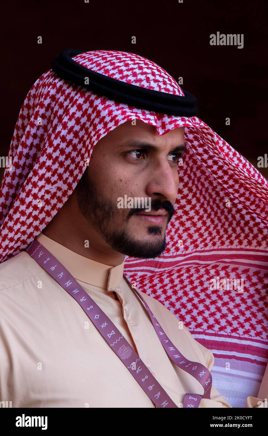 Porträt einer arabischen Führerin Hegra Saudi-Arabien Stockfoto