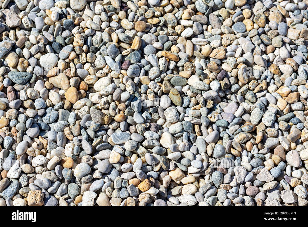 Kies aus nächster Nähe am Strand in der kroatischen Küste von Zadar Stockfoto Kies aus nächster Nähe am Strand in der kroatischen Küste von Zadar Stockfoto