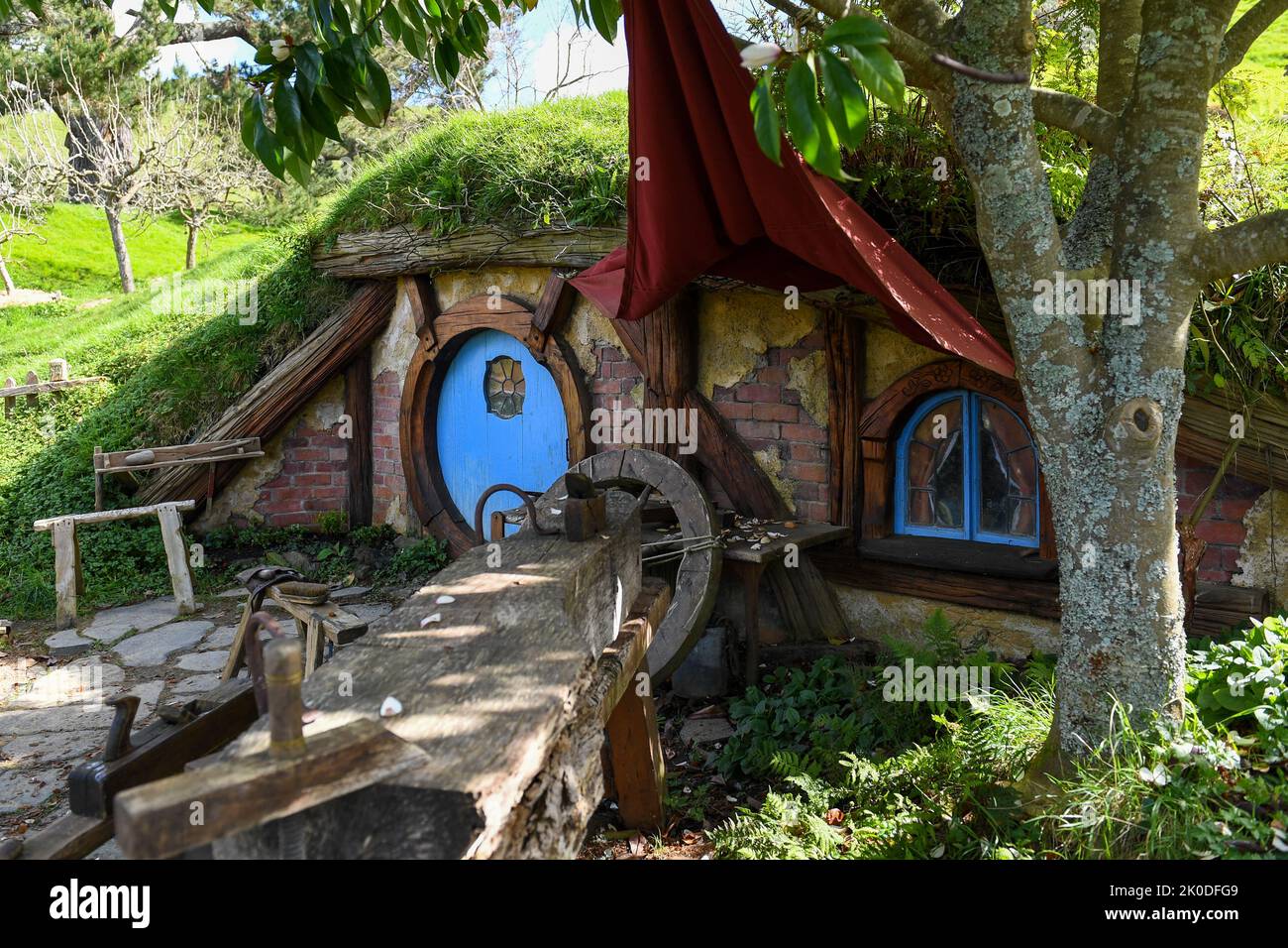 Hobbiton, Neuseeland, Matamata, Herr der Ringe/der Hobbit-Filmset Stockfoto