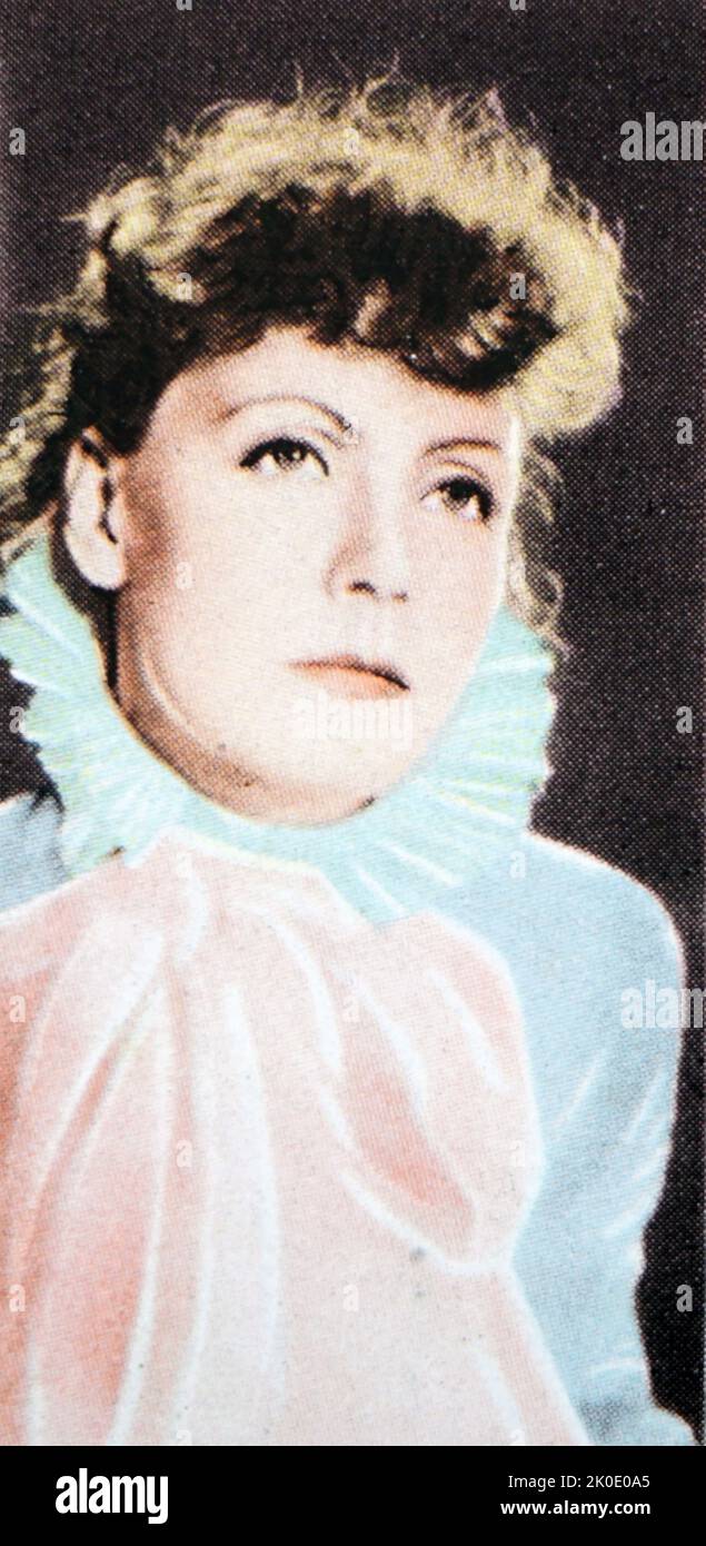 Greta Garbo (geboren Greta Lovisa Gustafsson, 18. September 1905 - 15. April 1990) war eine in Schweden geborene amerikanische Schauspielerin. 1999 belegte das American Film Institute den fünften Platz auf der Liste der größten weiblichen Stars des klassischen Hollywood-Kinos. Stockfoto