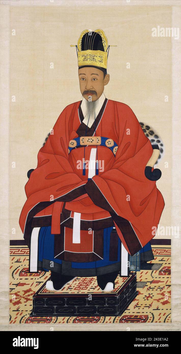 Heungseon Daewongun (1820 - 1898), bekannt als Daewongun. Der große Erzherzog oder formal interne König Heungseon Heonui, den zeitgenössischen westlichen Diplomaten als Prinz Gung bekannt, war der Titel von Yi Ha-eung, dem Regenten von Joseon während der Minderheit von Kaiser Gojong im Jahr 1860s und bis zu seinem Tod eine wichtige politische Figur des verstorbenen Joseon Korea. Stockfoto