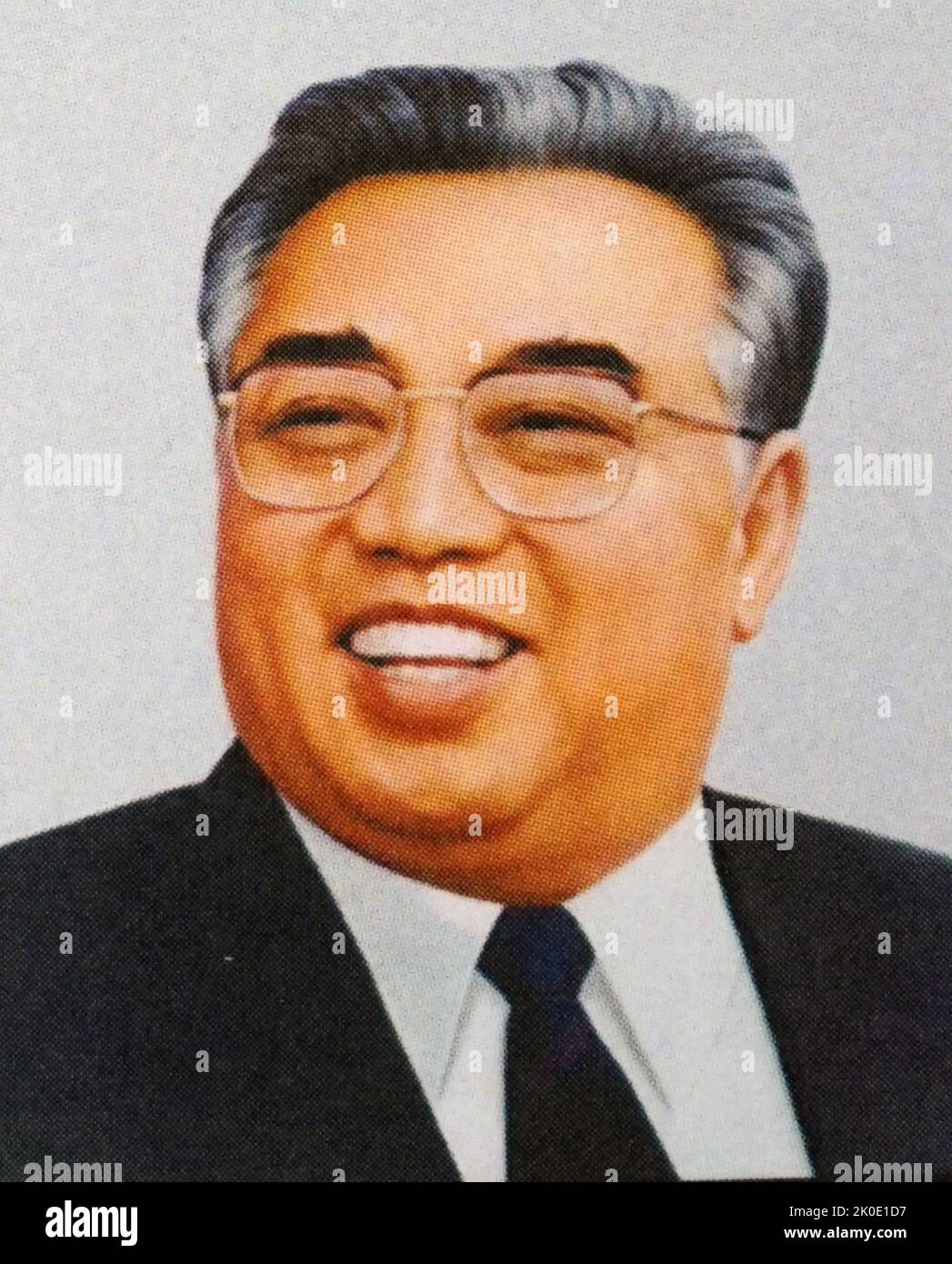 Kim Il-sung (1912 - 1994) nordkoreanischer Politiker und Gründer von Nordkorea, das er von der Gründung des Landes im Jahr 1948 bis zu seinem Tod im Jahr 1994 regierte. Von 1948 bis 1972 bekleidete er die Posten des Premierministers und von 1972 bis 1994 den Posten des Präsidenten. Von 1949 bis 1994 war er auch Vorsitzender der Arbeiterpartei Koreas (WPK). Stockfoto