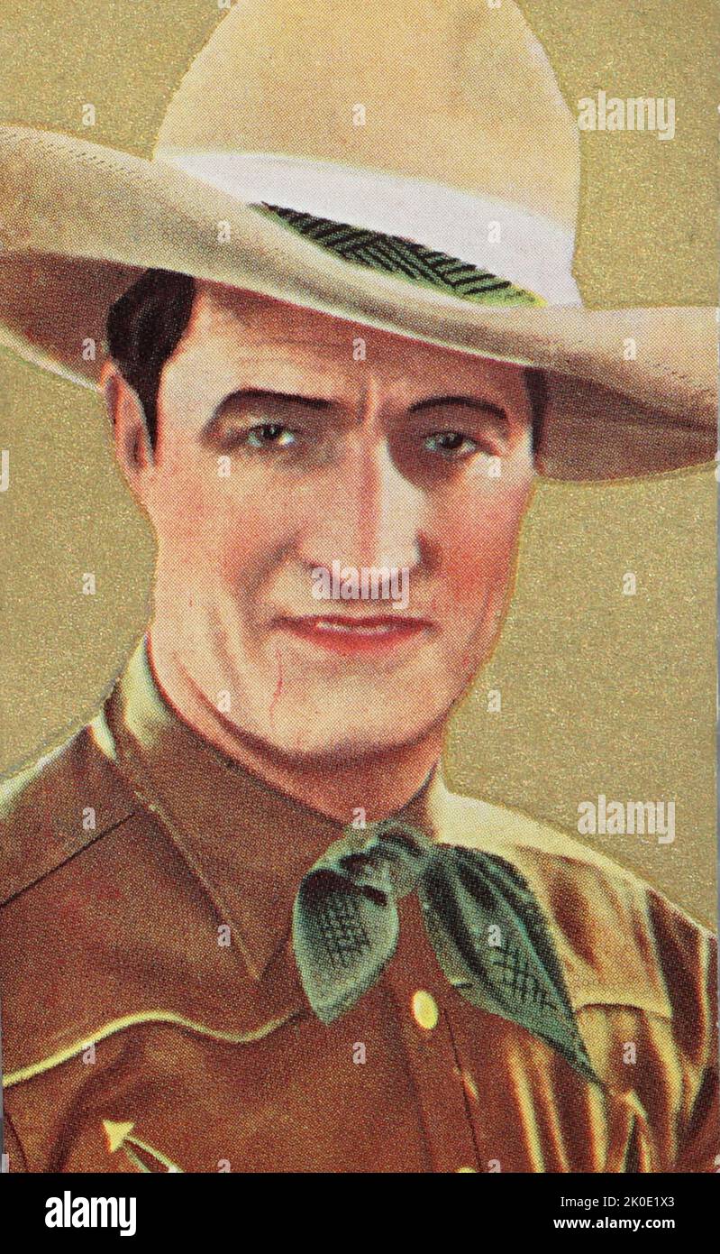 Thomas Edwin Mix (geboren Thomas Hezikiah Mix; 6. Januar 1880 - 12. Oktober 1940) war ein amerikanischer Filmschauspieler und der Star vieler frühwestlicher Filme zwischen 1909 und 1935. Stockfoto