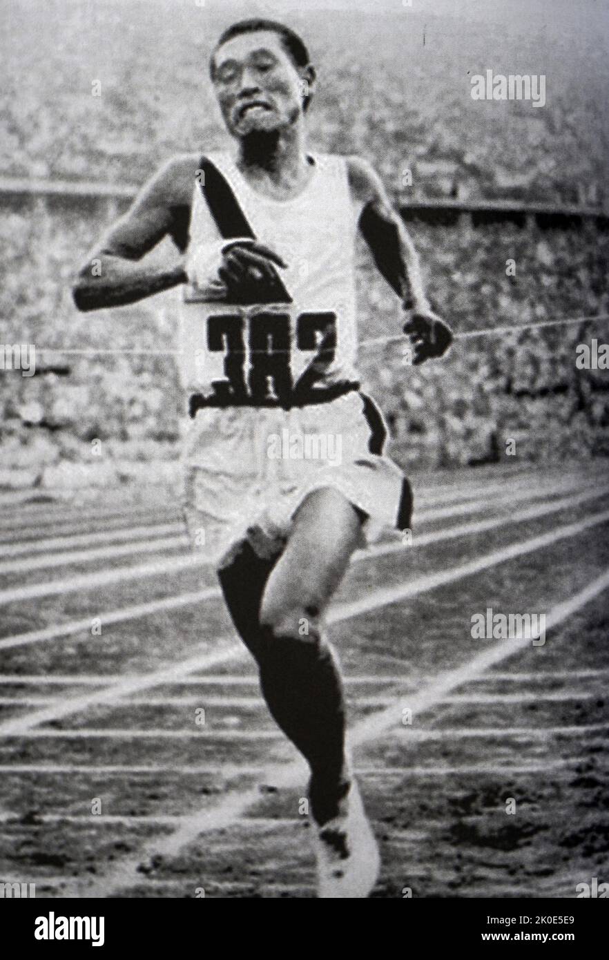 Sohn Kee-Chung (29. August 1912 - 15. November 2002) war Olympiateilnehmer und Langstreckenläufer. Als erster ethnischer Koreaner gewann er bei den Olympischen Spielen eine Medaille und gewann bei den Olympischen Spielen in Berlin 1936 Gold im Marathon. Stockfoto