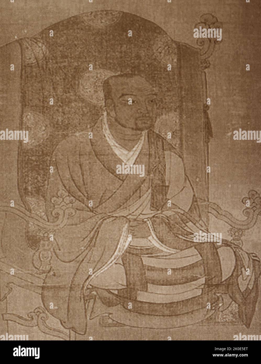 Won Hyo (617 - 686) war einer der führenden Denker, Schriftsteller und Autor der koreanischen buddhistischen Tradition. Die Essenz-Funktion, ein Schlüsselbegriff des ostasiatischen Buddhismus und insbesondere des koreanischen Buddhismus, wurde in der synkretischen Philosophie und Weltanschauung von Wonhyo verfeinert. Stockfoto