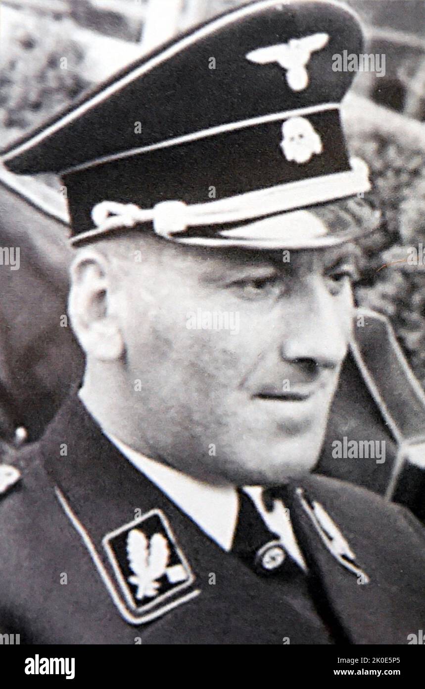 Ernst Kaltenbrunner (1903 - 1946), österreichischer SS-Beamter während der NS-Zeit und ein bedeutender Holocaust-Täter. Er war von Januar 1943 bis zum Ende des Zweiten Weltkriegs in Europa Chef des Reichssicherheitshauptamtes (RSHA). Im Januar 1943 wurde Kaltenbrunner zum Chef der RSHA ernannt und folgt damit auf Reinhard Heydrich, der im Mai 1942 ermordet wurde. Stockfoto