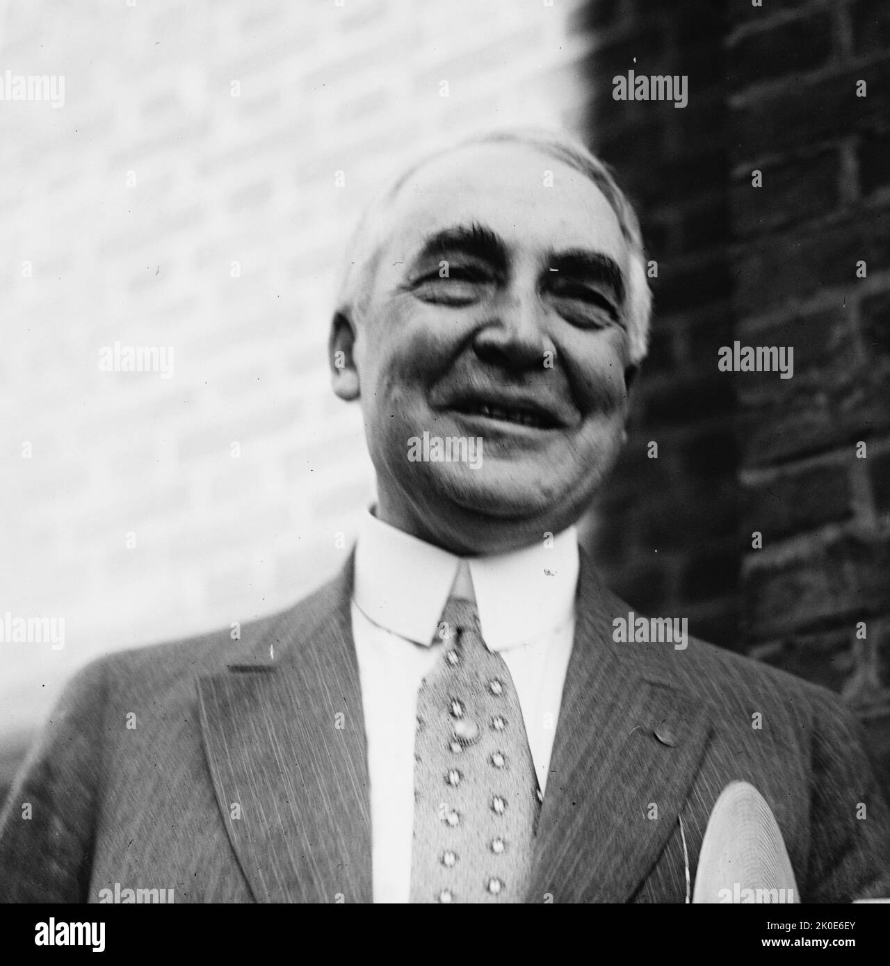 Warren Gamaliel Harding (2. November 1865 - 2. August 1923) war der Präsident der Vereinigten Staaten von 29. und diente von 1921 bis zu seinem Tod im Jahr 1923. Ein Mitglied der Republikanischen Partei. Stockfoto