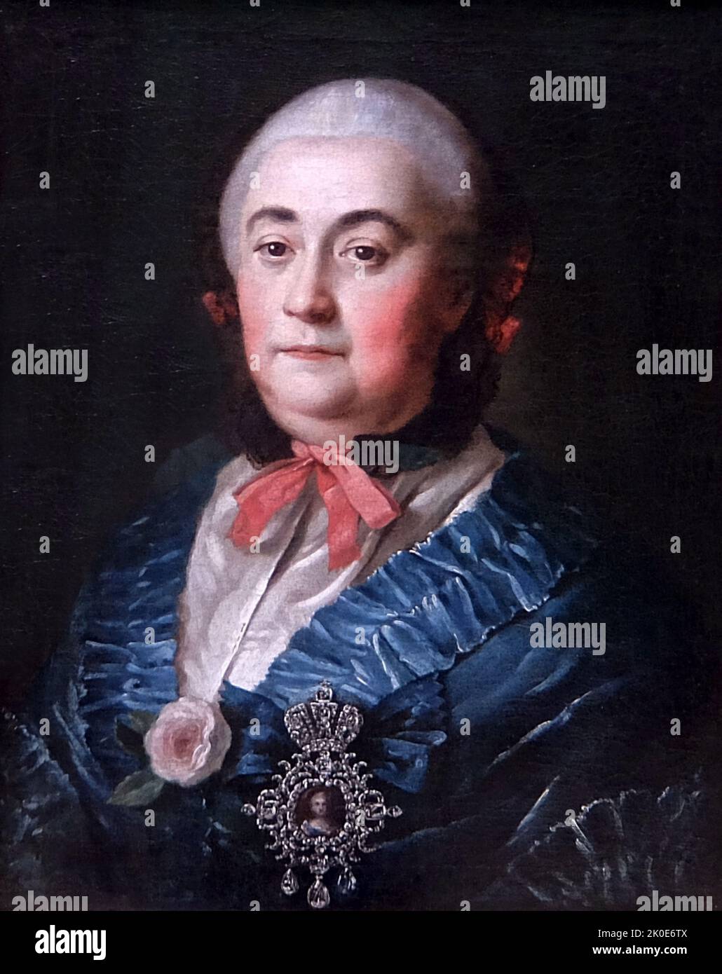Porträt der Dame in Waiting A. M. Izmaylova vom kaiserlichen russischen Künstler Aleksey Antropov (1716 - 1795). Barockportrait, Öl auf Leinwand 1759. Stockfoto