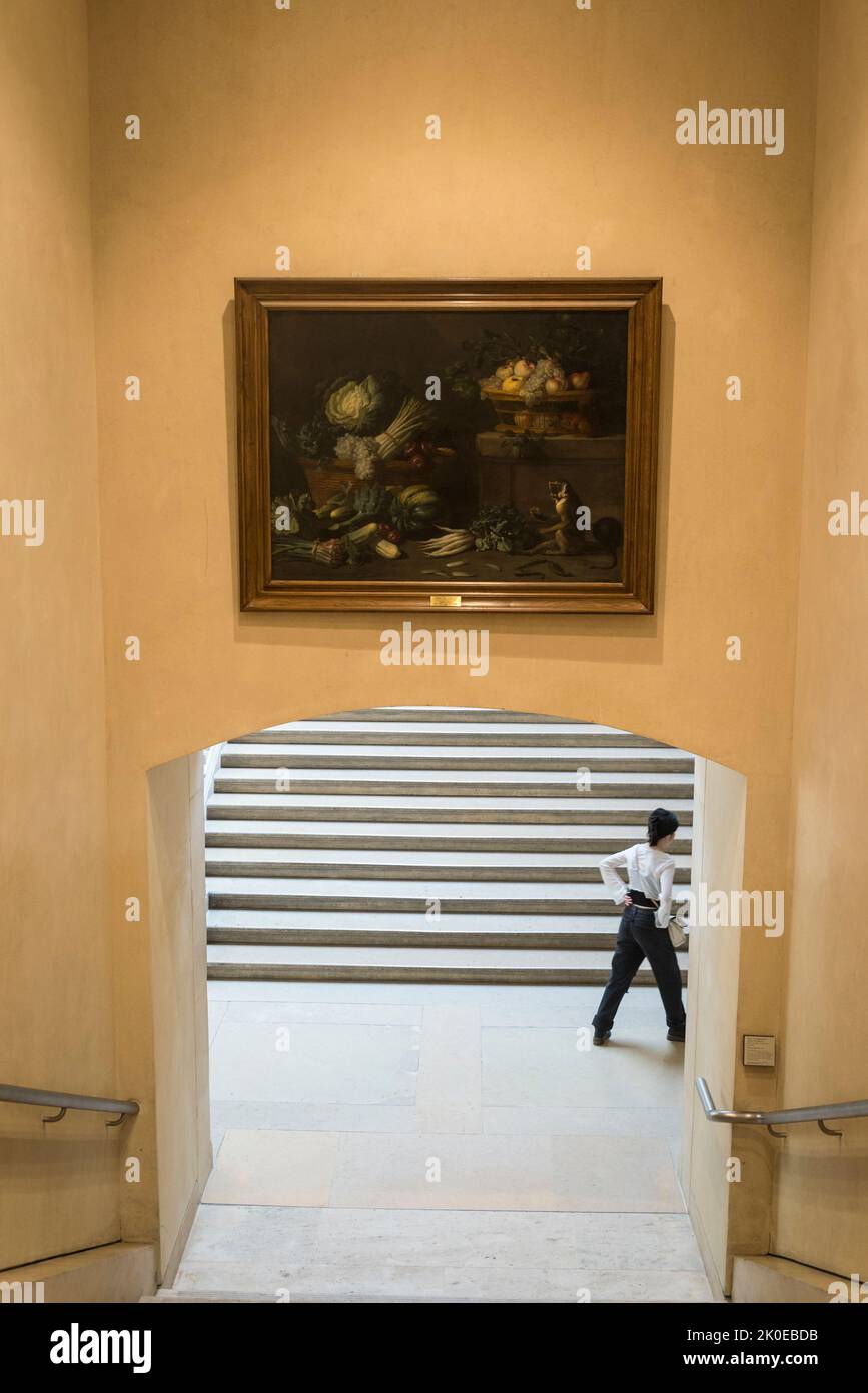 Besucher der Galerie, Louvre Museum, das meistbesuchte Museum der Welt und ein historisches Wahrzeichen in Paris, Frankreich. Stockfoto
