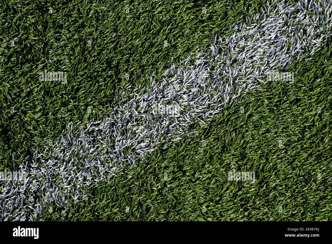 Grün Fußball Gras Hintergrund mit weißer Linie. Fußballstadion. Stockfoto