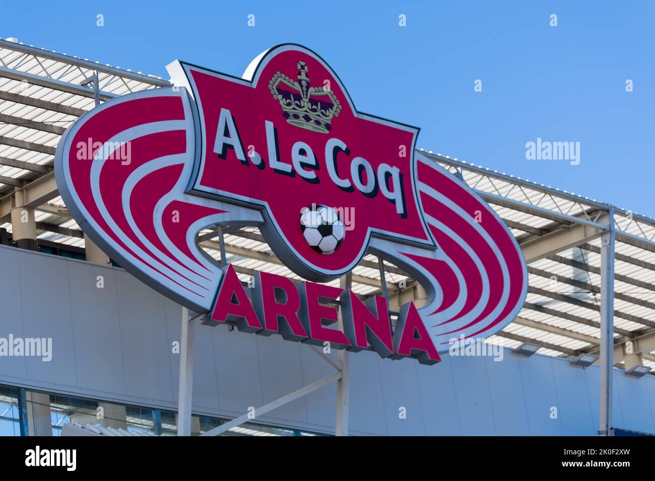 Tallinn, Estland - 10. September 2022: A. Le Coq Arena - größtes Fußballstadion in Tallinn. Stockfoto