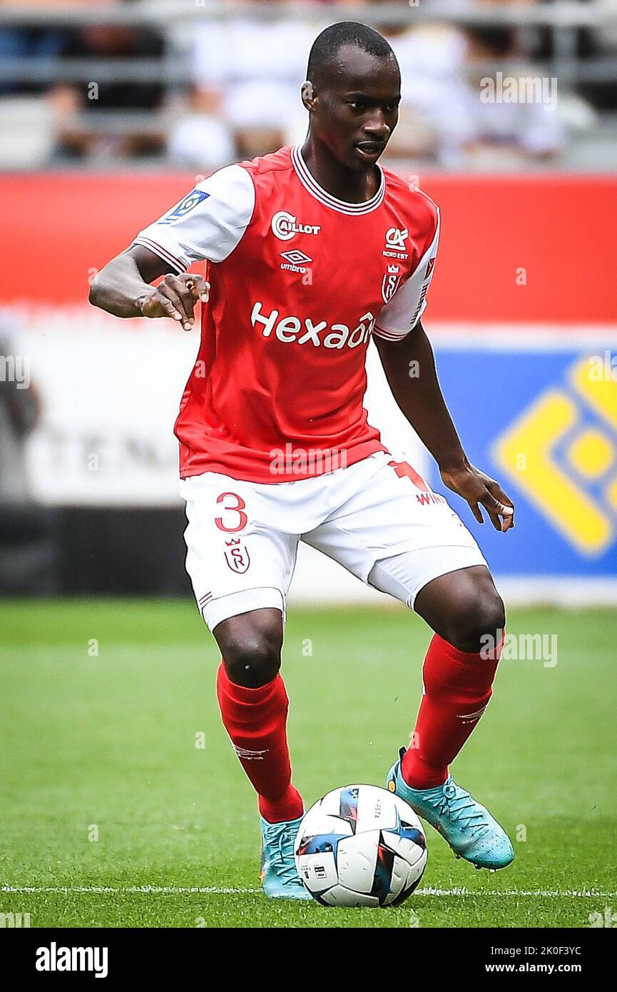 Kamory DOUMBIA von Reims während der französischen Meisterschaft Ligue 1 Fußballspiel zwischen Stade de Reims und Clermont Foot 63 am 14. August 2022 im Auguste Delaune Stadion in Reims, Frankreich - Foto Matthieu Mirville / DPPI Stockfoto