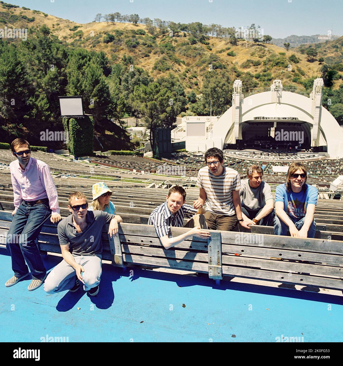 Belle und Sebastian beim Hollywood Bowl, Los Angeles, Vereinigte Staaten von Amerika. Stockfoto