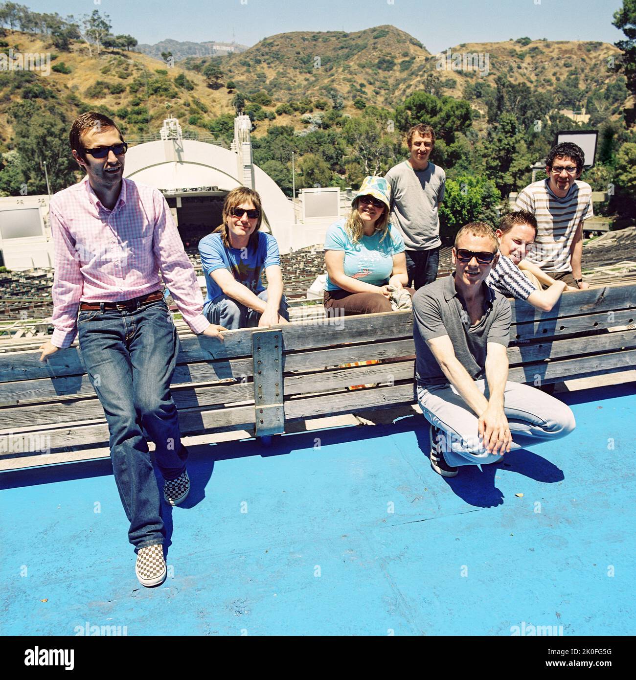 Belle und Sebastian beim Hollywood Bowl, Los Angeles, Vereinigte Staaten von Amerika. Stockfoto