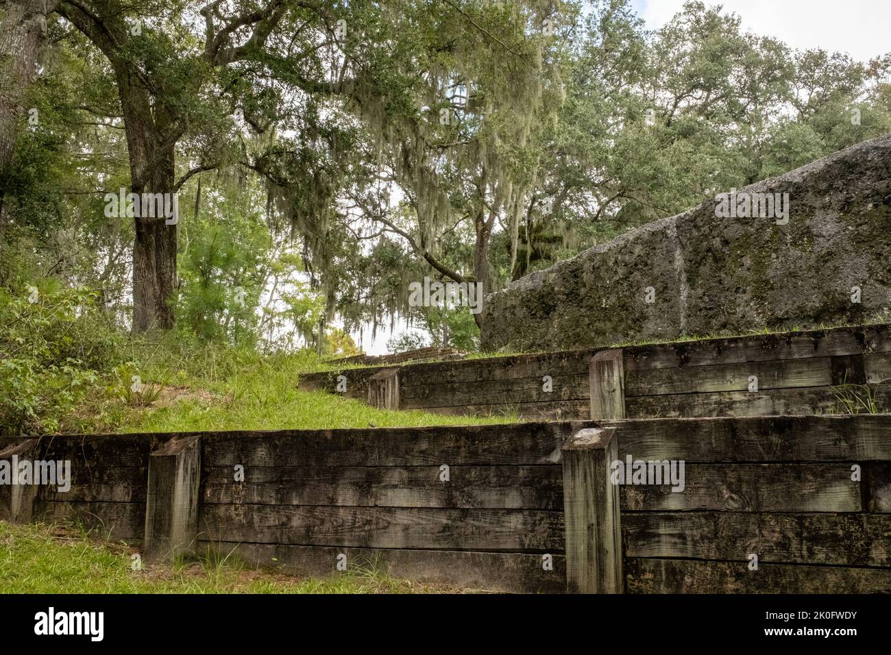 Tabby stellt Mauern der kolonialen Dorchester State Historic Site in Dorchester County, South Carolina, fest. Stockfoto