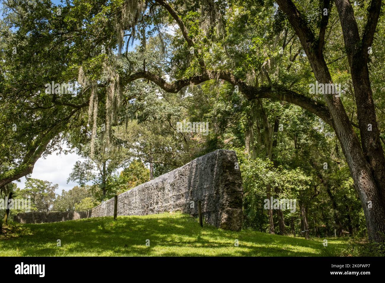 Tabby stellt Mauern der kolonialen Dorchester State Historic Site in Dorchester County, South Carolina, fest. Stockfoto