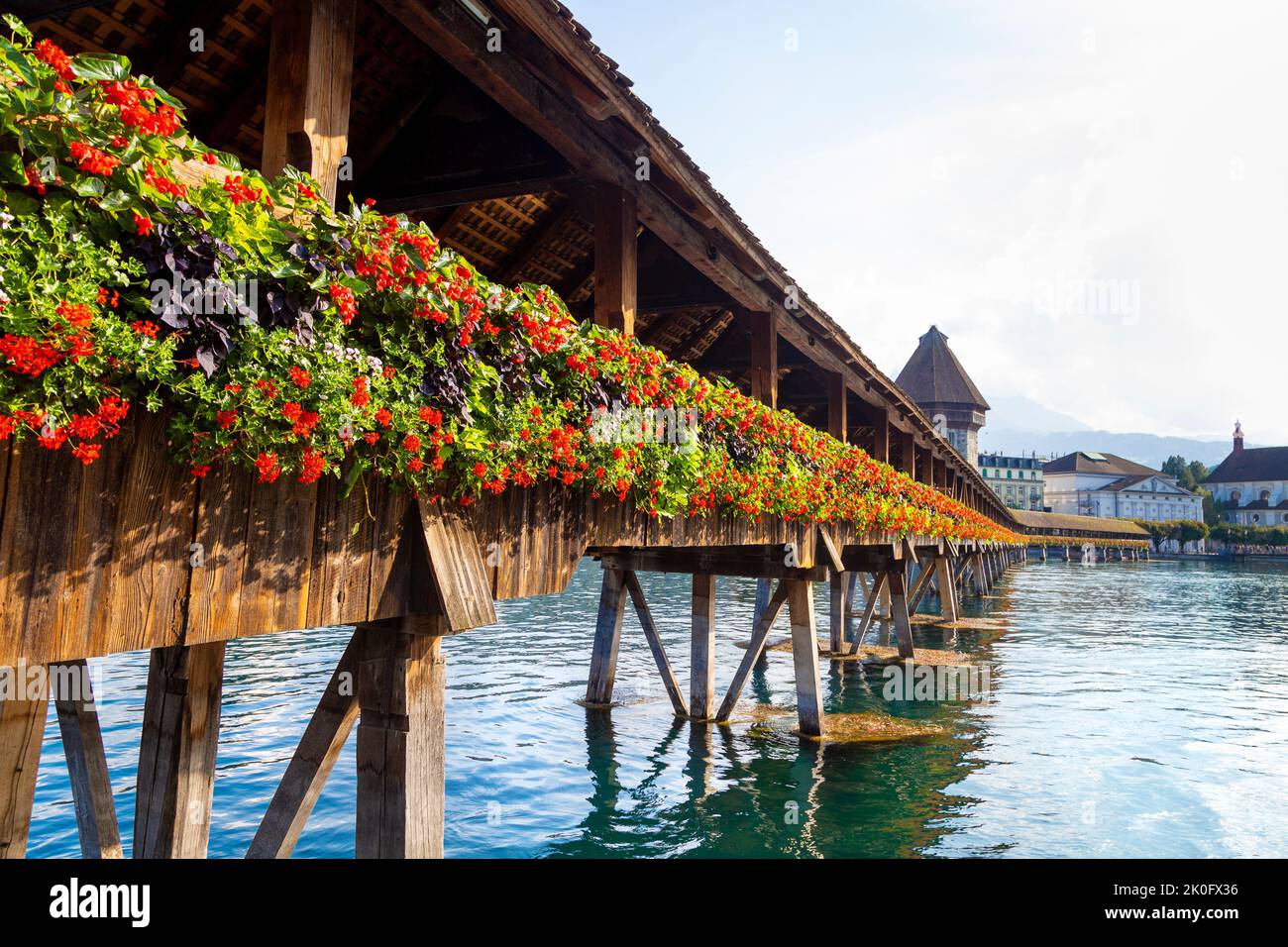 14.. Jahrhundert älteste Holzbrücke Europas - Kapellbrücke, Luzern, Schweiz Stockfoto