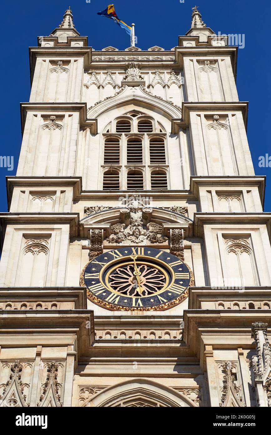 Nahaufnahme der Westminster Abbey in London Stockfoto