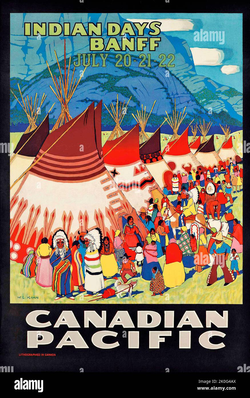 Wilfred Langdon Kihn - CANADIAN PACIFIC, INDIAN DAYS BANFF, 1925 - Native americans Stockfoto